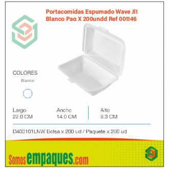 Portacomidas Espumado Wave Jl1 Blanco Paq X 200und