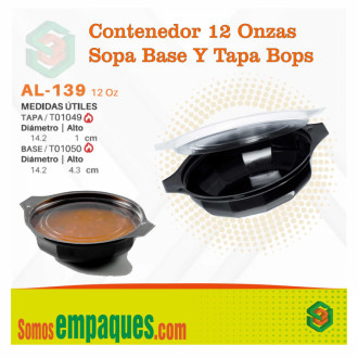 Contenedor 12 Onzas Sopa Base Y Tapa Bops Al-139