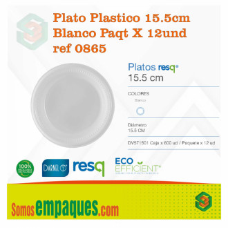 Plato Plastico 15.5cm Blanco Paqt X 12und Darnell